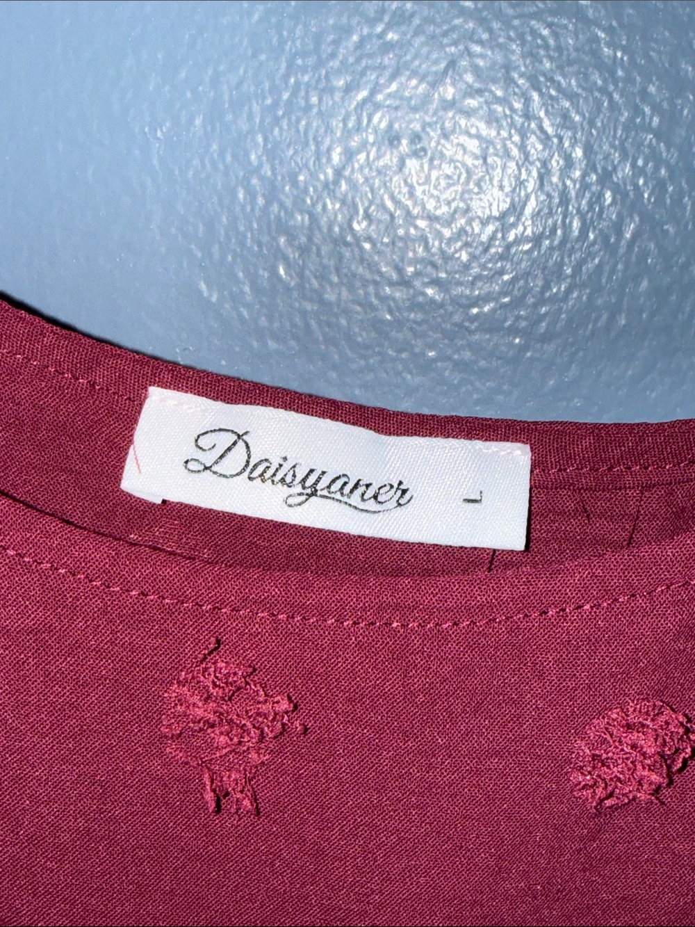 Women's Embroidered Tiered Midi Dress in Wine - Picture 3 of 4